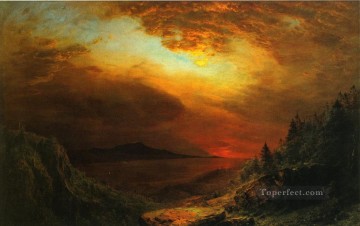 Twilight Mount Desert Island Maine scenery Hudson River Frederic Edwin Church Mountain Oil Paintings